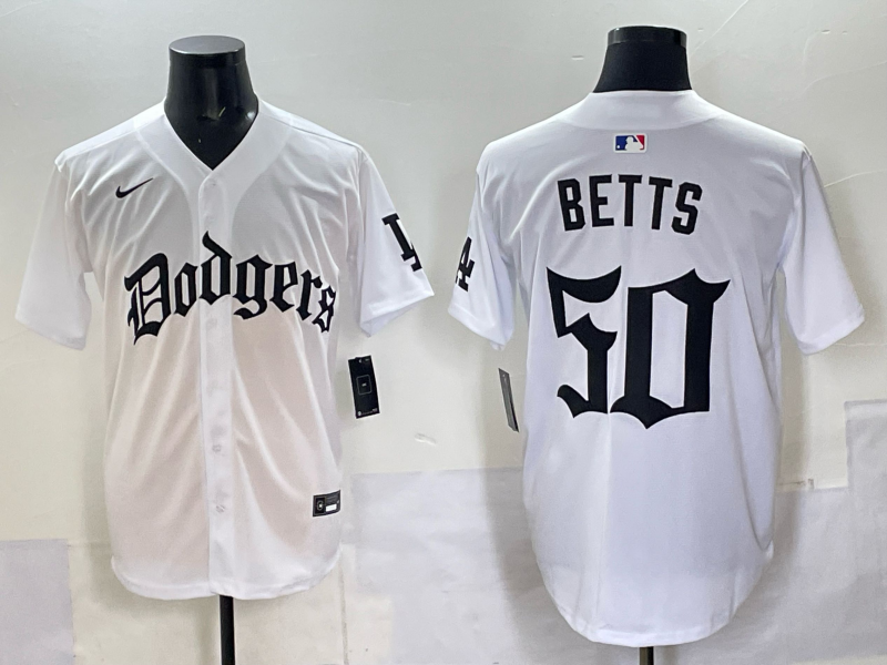 Men Los Angeles Dodgers #50 Betts white Nike 2025 MLB jersey 008